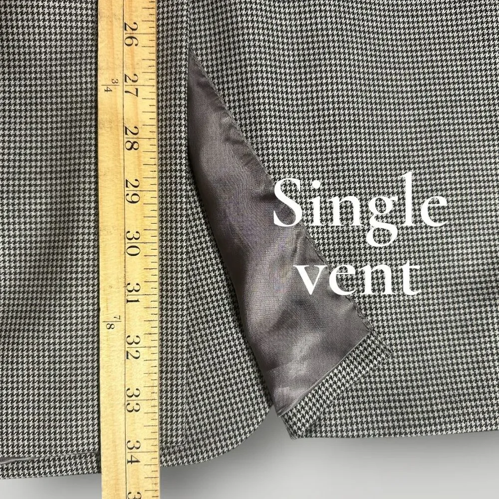 JOS A BANK Mens Blazer Sport Coat 48XL Two Button Jacket Houndstooth Gray Wool